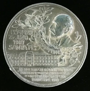 ESCUELA ARGENTINA SANTA FE PROVINCIA 1907 INMACULADA CONCEPCIÓN ENORME MEDALLA DE PLATA - Imagen 1 de 3