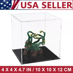 Vetrina 4"x 4"x 4,7" acrilica trasparente in supporto vassoio antipolvere oggetti da collezione - Foto 1 di 8