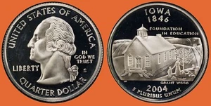 Cuarto de cuarto del estado de Iowa S 2004 ~ camafeo dcam prueba 90 % plata ~ moneda de 25 c de Estados Unidos - Imagen 1 de 1
