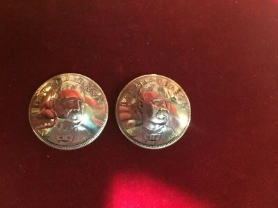 Conchos: 2 Bronze 1" Famous Americans, Bat Masterson, post & screw - Image 1 of 2