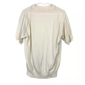Vintage 70er Feinstrick Kurzarm Elfenbein Pullover Disco Freizeit Herren Brustumfang 38 - Bild 1 von 3