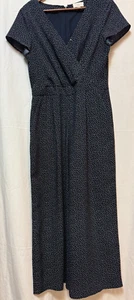 Loft Outlet Womens Jumpsuit Black White Polka Dot Jumper V-neck Size 6 sleeves - Picture 1 of 14