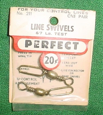 PERFECT LINE SWIVELS, LARGE, NO 211, U/C MODEL AIRPLANES, EARLY RED PACKAGE, NIP - Image 1 of 3