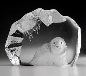 Alfombrillas Jonasson Kosta, Pisapapeles Vidrio Plomo Sello Cachorro sobre Hielo, Esculpido 686g - Imagen 1 de 10