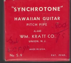 Tubo de paso de guitarra hawaiana vintage WM KRATT CO. SYNCHROTONE A-440 con caja EE. UU. - Imagen 1 de 3