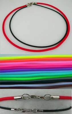 HANDGEFERTIGT Collar cadena caucho cinta caucho selección 15 colores Ø 2 3 4mm 40-60cm s20e