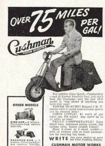 1946 Cushman: Over 75 Miles Per Gal Vintage Print Ad - Picture 1 of 1