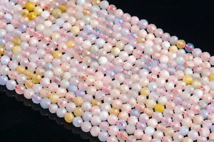 Cuentas sueltas redondas facetadas facetadas de berilo morganita natural grado AAA de 3-4 mm - Imagen 1 de 4