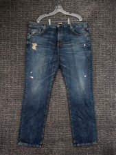 Big Star Jeans 43x33.5 (Tag 42R) Blue Division Straight Distressed Cotton Denim