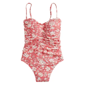 NWT J. Crew Ruched sweetheart one-piece swimsuit tossed floral size 20 pink 2X - Picture 1 of 13