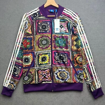 ADIDAS FARM RIO Jacket Women UK 12 CROCHITA Floral Full Zip Originals Aztec - Image 1 of 4