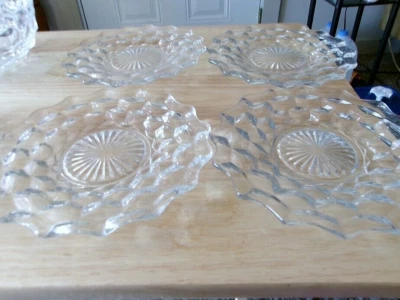 Fostoria American Cubist Crystal Clear 4 Bread Plates - 6"W - Image 1 of 3