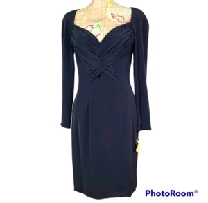 Vintage 80er Pinup Girl NITELINE Größe 6 schwarz Herzausschnitt Crossover Kleid - Bild 1 von 11