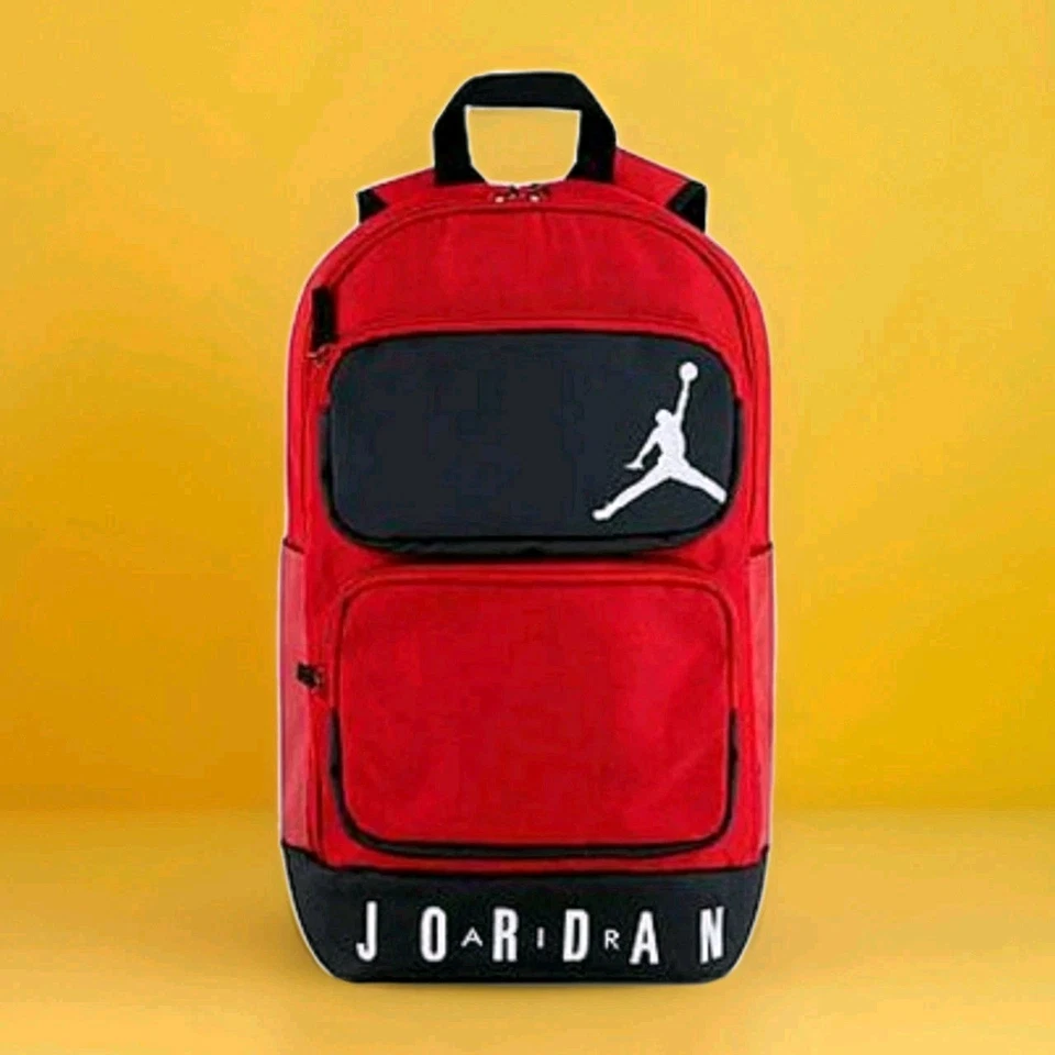 Air Jordan Essential Red Black White Back to School 25 L Backpack 9A0670 H24 NEW - Image 1 of 4
