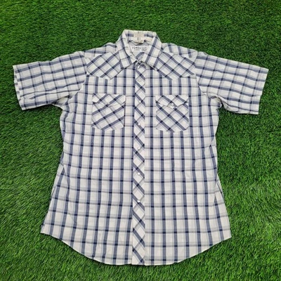 Vintage LEE Snap Button Shirt Large 22x29 Blue - Image 1 of 4