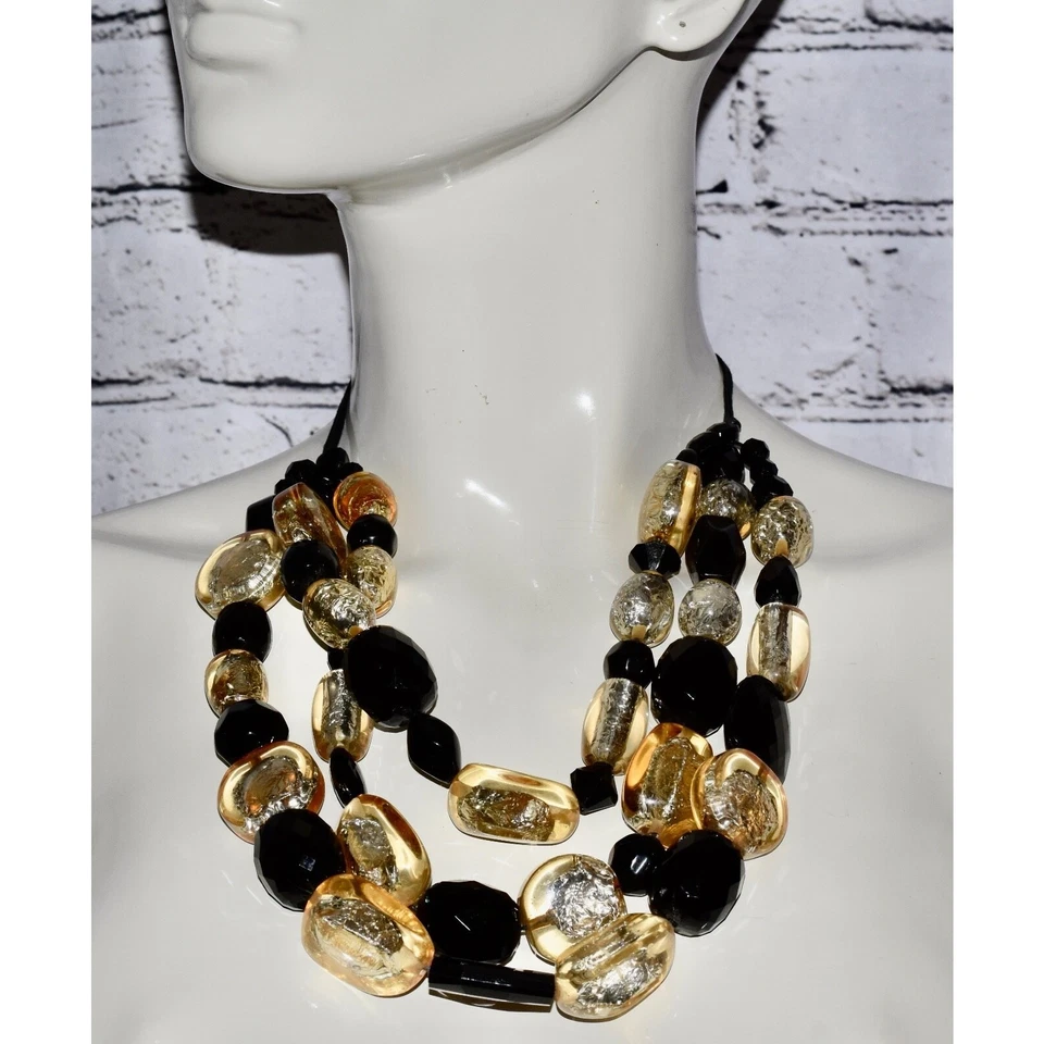 Collar Loulou De La Falaise YSL Lámina Lucita y Negro Grueso En Capas Foto 1 de 4