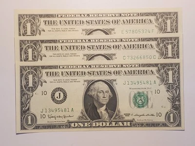 Lot of (3) GEM Uncirculated 1963, 1963 A & 1963 B $1.00 Notes - Image 1 of 2