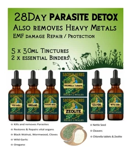 5x30ml PARASITE, HEAVY METAL DETOX/cleanse & EMF Protection & Repair & BINDERS. - Picture 1 of 9