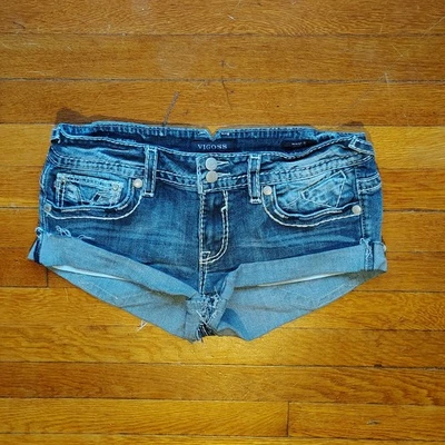 Y2K 复古低腰牛仔裤女式 31 英寸腰迷你短牛仔 Vigoss — 第 1/4 张图片
