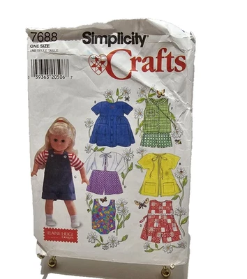 Vtg Simplicity #7688 One Size 18" Doll Clothes Uncut Factory Folded - Image 1 of 4
