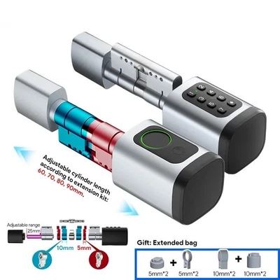 Smart Door Lock Cylinder 60mm TUYA WiFi Fingerprint RFID Keyless Entry Home