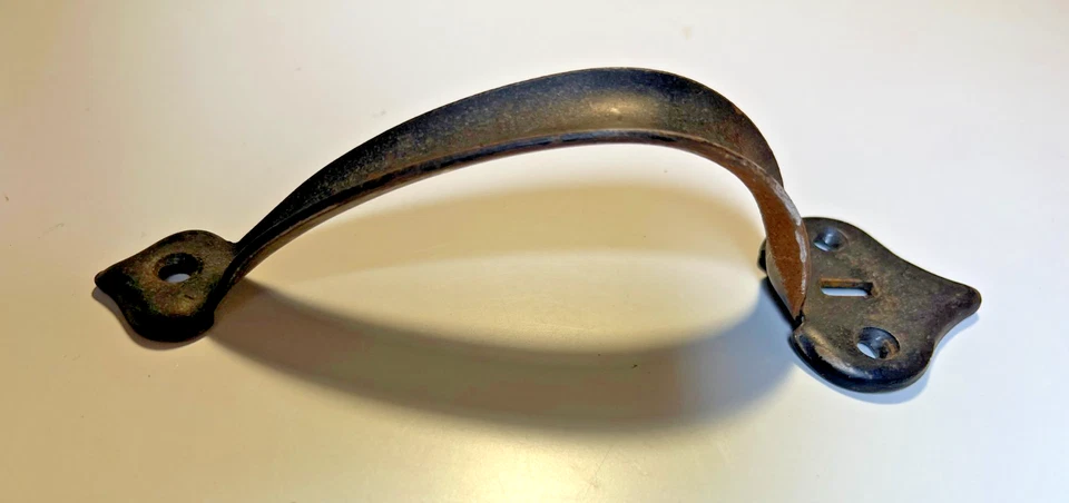 古董钢丝网门拉泪滴末端旧拇指闩锁槽手柄拉手 — 第 1/4 张图片