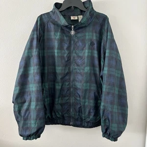 Vintage Jerzees Jacket Mens 2X Blackwatch Plaid Windbreaker Full Zip Mesh 90s - Picture 1 of 9