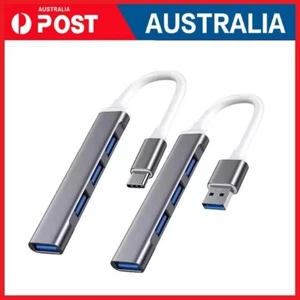 Multi USB 3.0 Hub 4 Port High Speed Slim Compact Expansion Smart Splitter Type-C - Picture 1 of 27