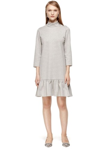 Abito a tunica Kate Spade grigio a righe lavorato finto collo 3 4 slv arricciacapelli taglia XS ottime condizioni