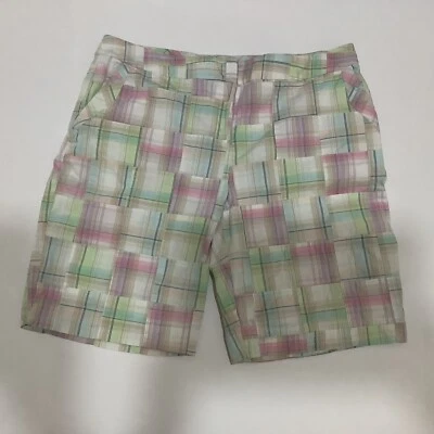 Женские эластичные шорты Izod для гольфа пастельные клетчатые пэчворк размер 16 опрятные повседневные  - Изображение 1 из 4