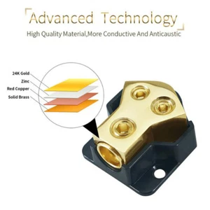 2 Way Power Distribution Block Power/Ground Splitter 0/4gauge AWG For Car -qk - Picture 1 of 9