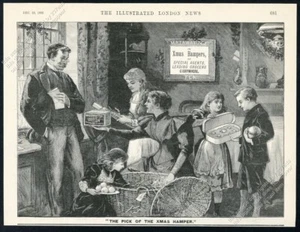 1893 Mazawattee Té Navidad Cesta Regalos Ilustrado Vintage Impresión Anuncio - Imagen 1 de 7