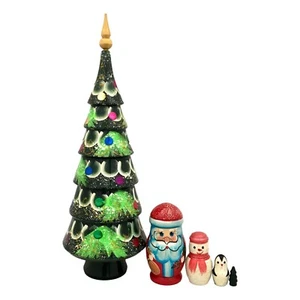 14inch Tall Christmas Tree Santa Nesting Dolls Handcrafted Set for Holiday Gift - Picture 1 of 7