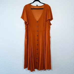 Neu Torrid zimtstabbraun Lenny Knopfleiste Midikleid Größe 4X - Bild 1 von 10