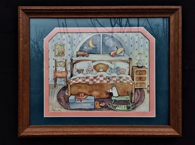 FOTO EMOLDURADA/MATTED DE QUARTO DE MENINOS COM CAVALO DE BALANÇO DE URSINHO DE PELÚCIA 15X12 - Imagem 1 de 4