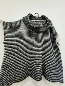 Autograph Plus Size XL Black Cream Knit Pullover Jumper Roll Neck Shortsleeve - Picture 1 of 7