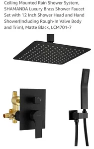Shamanda Deckenmontiertes Regenduschsystem, Luxus Messing Duscharmatur Set mit... - Bild 1 von 6