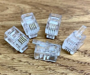 5 RJ10 4p4c Crimp Plug Ends Cable Connector Plug Telephone Handset Repair 4Pin - Afbeelding 1 van 2