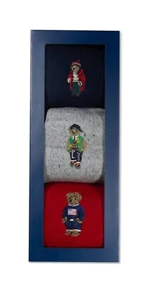 Polo Ralph Lauren Hombre 3-Pk. Surtido Polo Bear Crew Calcetines Regalo Nuevo con Etiquetas EE. UU. 10-13 Foto 1 de 4