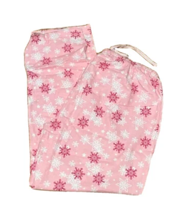 Hanes Women's Size Large Lounge Pink Sleep Pants Pajama Bottom Snowflakes Design - Image 1 of 2
