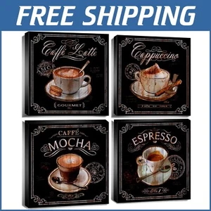 High-Definition Coffee Bar Canvas Art - Rustic Kitchen Decor Perfect for Gifting - Picture 1 of 11