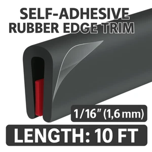 Rubber Edge Trim U Channel Self Adhesive 10FT Black EPDM Seal 1/16" Car Door - Picture 1 of 10