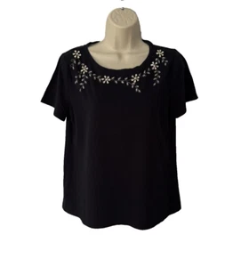 Talbots T-Shirt schwarz Baumwolle Strass Gr. M - Bild 1 von 7