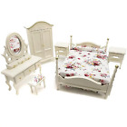 1:12 furniture set miniature bedroom Bed Wardrobe Desk&Dressing bedside Table