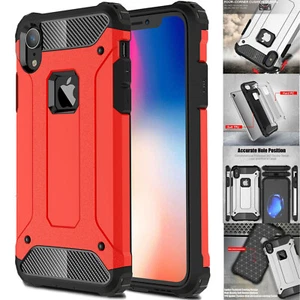 Shockproof Silicone Armor Luxury Tempered Glass Case Cover For Apple iPhone XR - Picture 1 of 55