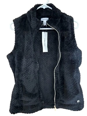 Chaleco acolchado de piel sintética Calvin Klein - negro con detalles dorados, talla pequeña Foto 1 de 4