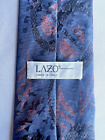 Lazo 100% Silk Blue Patterned Men's Necktie Tie - Made In Italy - Euc
