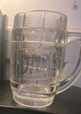 Taza de barril vintage de cerveza de raíz de papá en relieve vidrio pesado 12 oz.              #112 Foto 1 de 4
