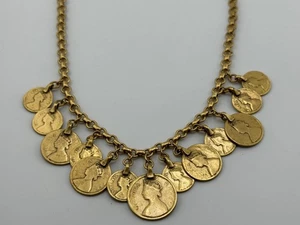 Retired Stella & Dot “Rio” Single Strand Gold Tone Faux Coin Necklace - Picture 1 of 17