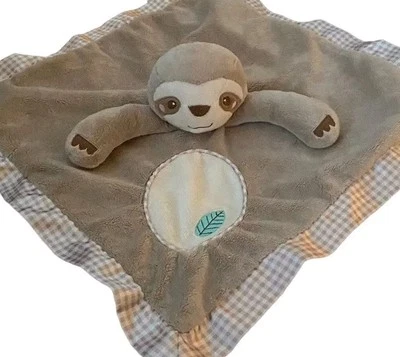 Douglas Sloth Little Snuggler Lovey Security Blanket Satin Brown Toy Plush 13" - Image 1 of 4